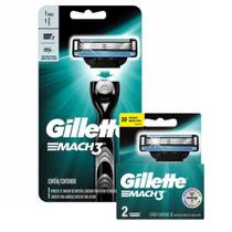 Kit Aparelho de Barbear Gillette Mach3 + Carga Gillette Mach3 com 2 unidades