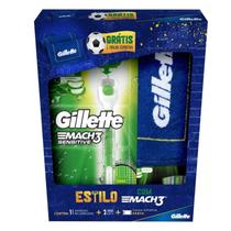 Kit Aparelho De Barbear Gillette Mach3 + Carga Sensitive C/2 + Toalha Grátis Kit Aparelho De Barbear Gillette Mach3 + Carga Sensitive C/2 + Toalha Grátis