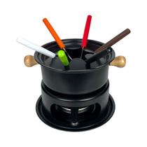 Kit Aparelho De Fondue Queijo Chocolate 13 Pçs - Preto