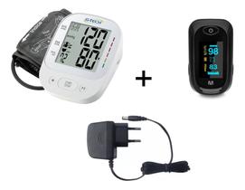 Kit Aparelho De Medir Pressão Digital De Braço LA800 Com Alimentador E Oximetro Saturimetro De Dedo - Multi Kit Aparelho De Medir Pressão Digital De Braço LA800 Com Alimentador E Oximetro Saturimetro De Dedo - Multi