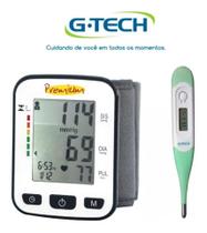 Kit Aparelho De Medir Pressão Digital De Pulso + Termometro