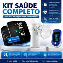 Kit Aparelho de Pressão Digital + Oxímetro de Dedo + Nebulizador Portátil Inalador Completo Saúde Ca Kit Aparelho de Pressão Digital + Oxímetro de Dedo + Nebulizador Portátil Inalador Completo Saúde Ca