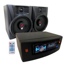 KIT aparelho de som awdium aw 240 bivolt 04 canais 60w bluetooth controle remoto com 02 caixas de som