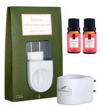 Kit Aparelho Elétrico Aromatizador Difusor Porcelana Via Aroma Duas Essencias - Melancia e Morango Kit Aparelho Elétrico Aromatizador Difusor Porcelana Via Aroma Duas Essencias - Melancia e Morango