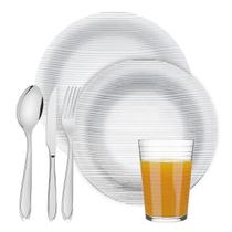 Kit Aparelho Jantar 24 Peças Pratos Copos Vidro E Talheres Inox Resistente Durável Para Cozinha Buffet Restaurante Almoço Janta Kit Aparelho Jantar 24 Peças Pratos Copos Vidro E Talheres Inox Resistente Durável Para Cozinha Buffet Restaurante Almoço Janta