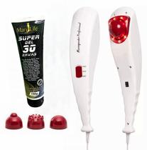 Kit Aparelho Massageador Elétrico Profissional Com Infravermelho + Super Gel 30 Ervas