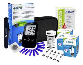 Kit Aparelho Medidor De Glicemia Completo com 100 Tiras + 100 Lancetas G-tech Lite Kit Aparelho Medidor De Glicemia Completo com 100 Tiras + 100 Lancetas G-tech Lite