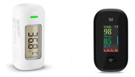 Kit Aparelho Medidor De Oxigenação No Sangue Com Termometro Digital De Testa Infravermelho Resposta Rápida