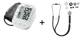 Kit Aparelho Medidor De Pressão Arterial Digital Braço + Estetoscópio Rappaport Duplo