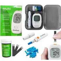 kit Aparelho Medidor Monitor de Glicose Diabetes Glicemia completo Glicocheck Multilaser