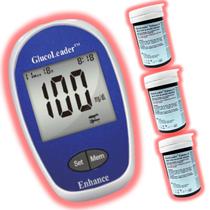 Kit Aparelho Medir Glicose Glucoleader Enhance + 150 Tiras