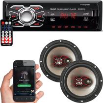 Kit Aparelho Mp3 Com Bluetooth Radio Fm Usb Sd + Par Alto Falantes Bravox 06 Polegadas B3X60X Bravox