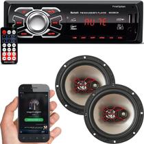 Kit Aparelho Mp3 Com Bt Radio Fm Usb Sd + Par Alto Falantes Bravox 06 Polegadas B3X60X Bravox