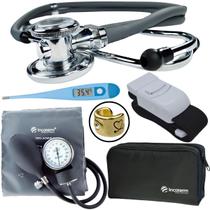 Kit Aparelho Pressao Esfigmomanometro Estetoscopio Rappaport Termometro