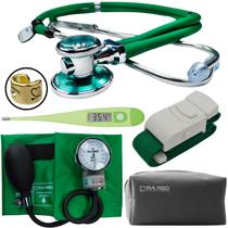 Kit Aparelho Pressao Esfigmomanometro Estetoscopio Rappaport Termometro