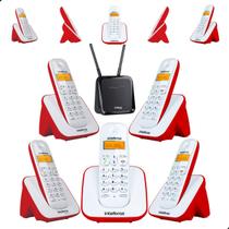 Kit Aparelho Telefone Bina 4 Ramais Entrada Para Chip Celular 4G Compatível GSM Rural Casa Escritório