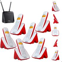 Kit Aparelho Telefone Bina 5 Ramais Entrada Para Chip Celular 4G Compatível GSM Rural Casa Escritório Kit Aparelho Telefone Bina 5 Ramais Entrada Para Chip Celular 4G Compatível GSM Rural Casa Escritório