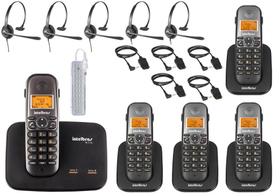 Kit Aparelho Telefone Fixo Bina 2 Linhas 4 Ramal e Headset