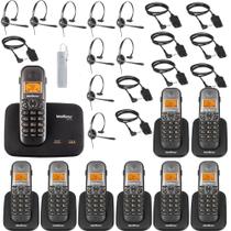 Kit Aparelho Telefone Fixo Bina 2 Linhas 8 Ramal e Headset Kit Aparelho Telefone Fixo Bina 2 Linhas 8 Ramal e Headset