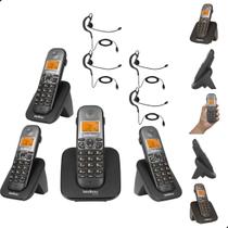 Kit Aparelho Telefone Fixo Sem Fio Intelbras TS 5120 com 3 Ramais Com Bina Viva Voz e Headset