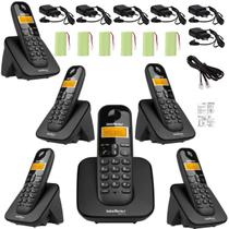 Kit Aparelho Telefone Sem Fio 5 Ramal Bina Alcance 50 a 300M