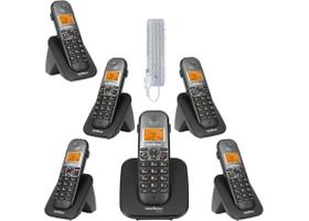 Kit Aparelho Telefone Sem Fio 5 Ramal Bina Alcance 50 a 300M