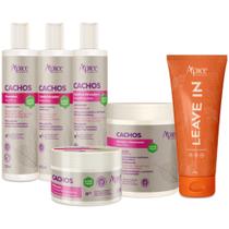 Kit Apice Cachos 6 Itens Tratamento Capilar Completo Cabelo Vegano + Leave In Condicionante