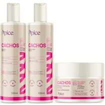 Kit Apice Cachos Nutritivo Novo Shampoo 300ml Condicionador 300ml Máscara 300g