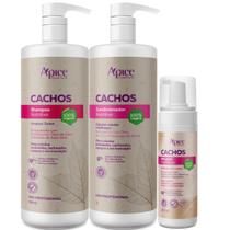 Kit Apice Cachos Nutritivo Shampoo 1L Condicionador 1L Mousse 210ml