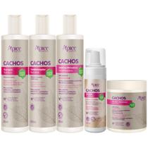 Kit Apice Cachos Shampoo + Condicionador + Gelatina + Ativador + Mousse Definição Vegano Completo