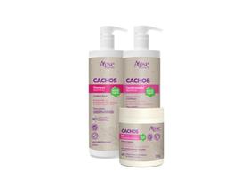 Kit apice cachos shampoo condicionador máscara profissional