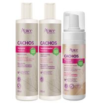 Kit Apice Cachos Shampoo Condicionador Mousse Tratamento Capilar Cacheado Apse Vegano Kit Apice Cachos Shampoo Condicionador Mousse Tratamento Capilar Cacheado Apse Vegano