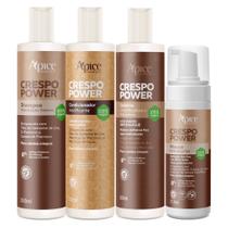 Kit Ápice Cosméticos Crespo Power Shampoo, Condicionador, Gelatina e Mousse