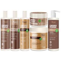Kit Apice Crespo Power 6 Produtos Completo Tratamento Profissional Grande Vegano Cabelo Com Co Wash