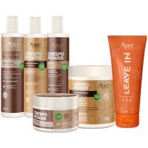 Kit Apice Crespo Power Linha Completo 6 Produtos Tratamento Cabelo Vegano + Leave In Condicionante