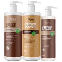 Kit Apice Crespo Power Shampoo Condicionador Gelatina Profissional Litro Grande Cabelo Vegano
