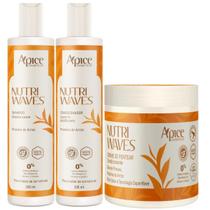 Kit Apice Nutri Waves Shampoo 300ml Condicionador 300ml Creme de Pentear 500g