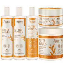Kit Apice Nutri Waves Shampoo 300ml Condicionador 300ml Gelatina 300ml Máscara 300g Creme de Pentear 500g