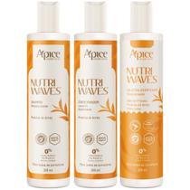 Kit Apice Nutri Waves Shampoo Condicionador E Gelatina Acidificante Capilar Vegano Curvatura