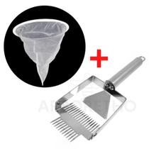 Kit Apicultura Coador p/ Mel + Garfo Invertido Duplo em Inox Kit Apicultura Coador p/ Mel + Garfo Invertido Duplo em Inox