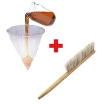 Kit Apicultura Coador p/ Mel + Vassoura Escova para Celmeia