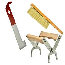 Kit-Apicultura formão tipo J + Saca Quadro + Vassoura Expanar Abelha