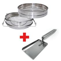 Kit Apicultura Peneira Dupla Inox + Espatula Inox