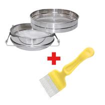 Kit Apicultura Peneira Dupla Inox+ Garfo 21 pin Modelo Curvo Kit Apicultura Peneira Dupla Inox+ Garfo 21 pin Modelo Curvo