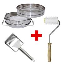 Kit Apicultura Peneira + Rolo Desoperc+ Garfo Invertido Inox Kit Apicultura Peneira + Rolo Desoperc+ Garfo Invertido Inox