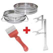 Kit Apicultura Saca Quadros + Peneira + Garfo 21 pin Curvo Kit Apicultura Saca Quadros + Peneira + Garfo 21 pin Curvo