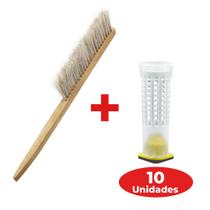 Kit Apicultura Vassoura Escova Abelha + 10 Un Gaiola Bob Mel