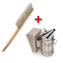 Kit Apicultura Vassoura Escova + Fumegador Galvanizado Kit Apicultura Vassoura Escova + Fumegador Galvanizado