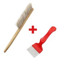 Kit Apicultura Vassoura Escova + Garfo desoperc 21 Pin inox Kit Apicultura Vassoura Escova + Garfo desoperc 21 Pin inox