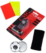 Kit Apito Fox 40 + Munhequeira + Cartão e Moeda Juiz Futebol